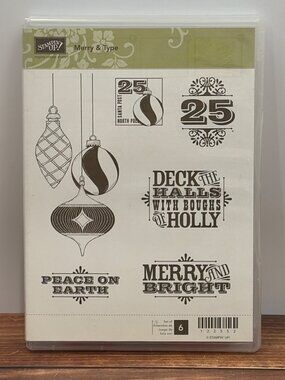 STAMPIN' UP! 122552 MERRY & TYPE CLEAR MOUNT RUBBER STAMP SET CHRISTMAS PEACE